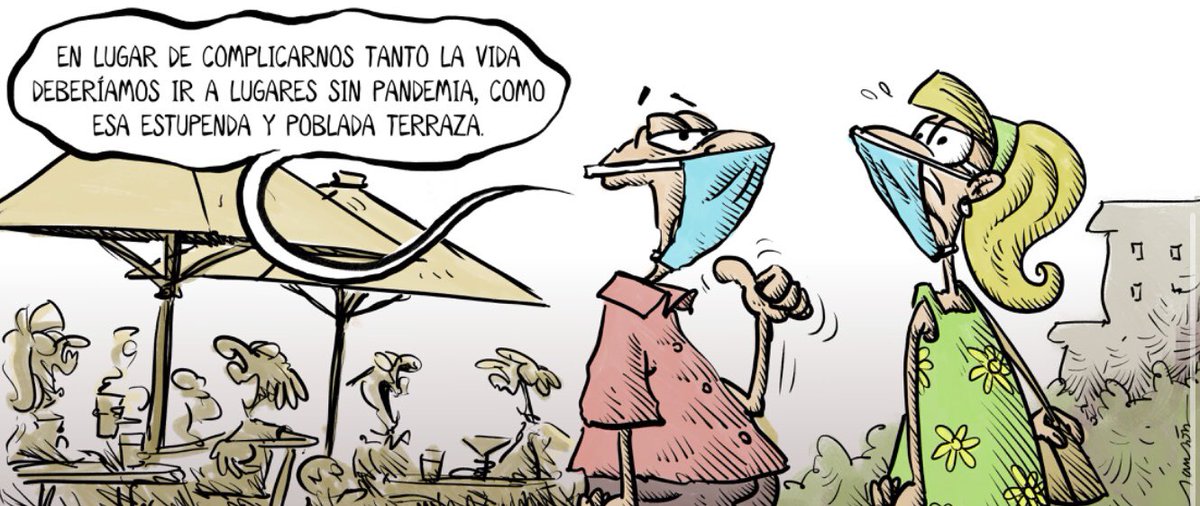 nachorosell's tweet photo. Voy a hacer una pequeña aclaración de lo que algunos llaman el "espíritu de la norma" o la "intención del legislador" en el tema de distancias y aforos para prevenir #COVID19.

Un ejemplo son las terrazas (aquí una ENORME viñeta de @Sanson__) https://t.co/gdPI4YR9tU