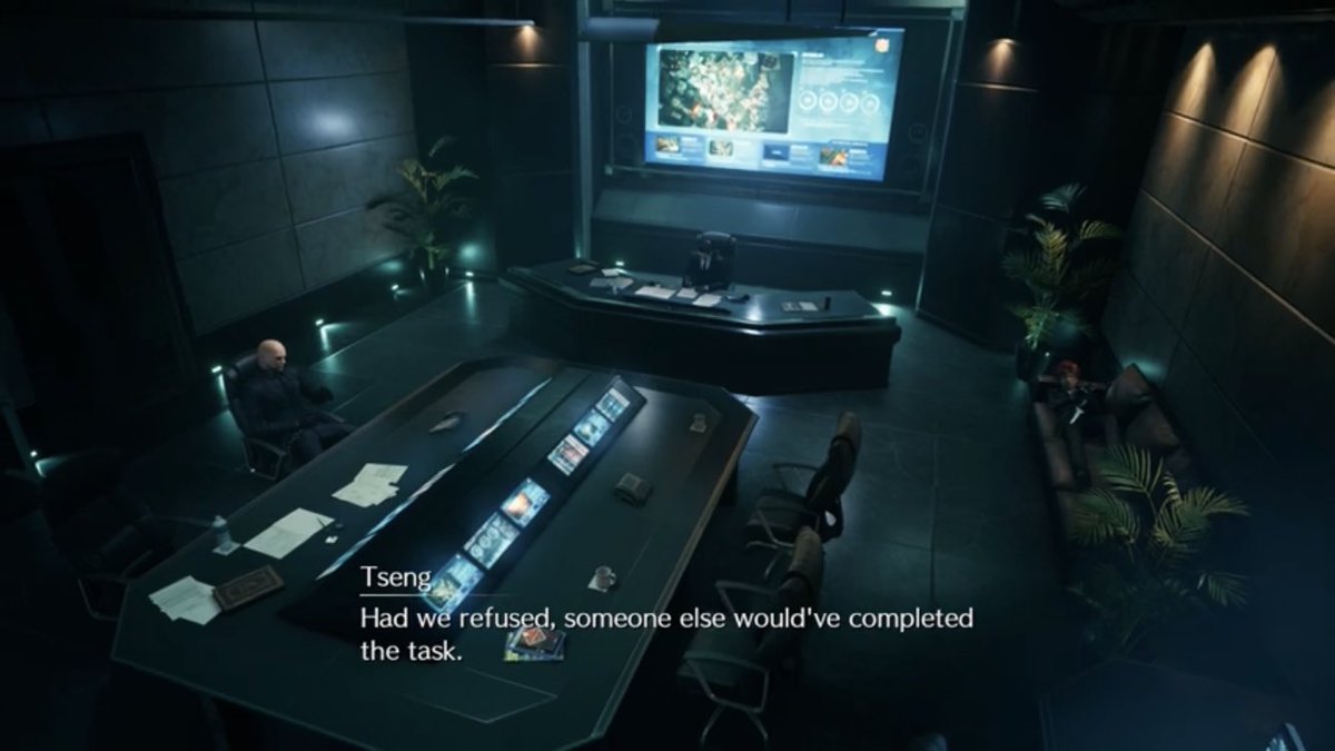 and in the final fantasy remake, when rude asks why it was the turks that had to seperate the plate from sector 7, tseng replies with this literally straight away...