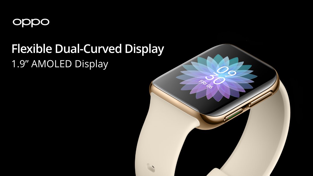 OPPOIndia's tweet photo. The #OPPOWatch is here! With an impeccable AMOLED Dual-Curved Display, it is also packed with some dynamic features such as VOOC Flash charging, Wear OS by Google™, and Fitness &amp; Health Tracking! Starting at just Rs.14,990! #DesignedToImpress 

Buy now: https://t.co/s6ePuy3fQy https://t.co/V9bCFu4RR8