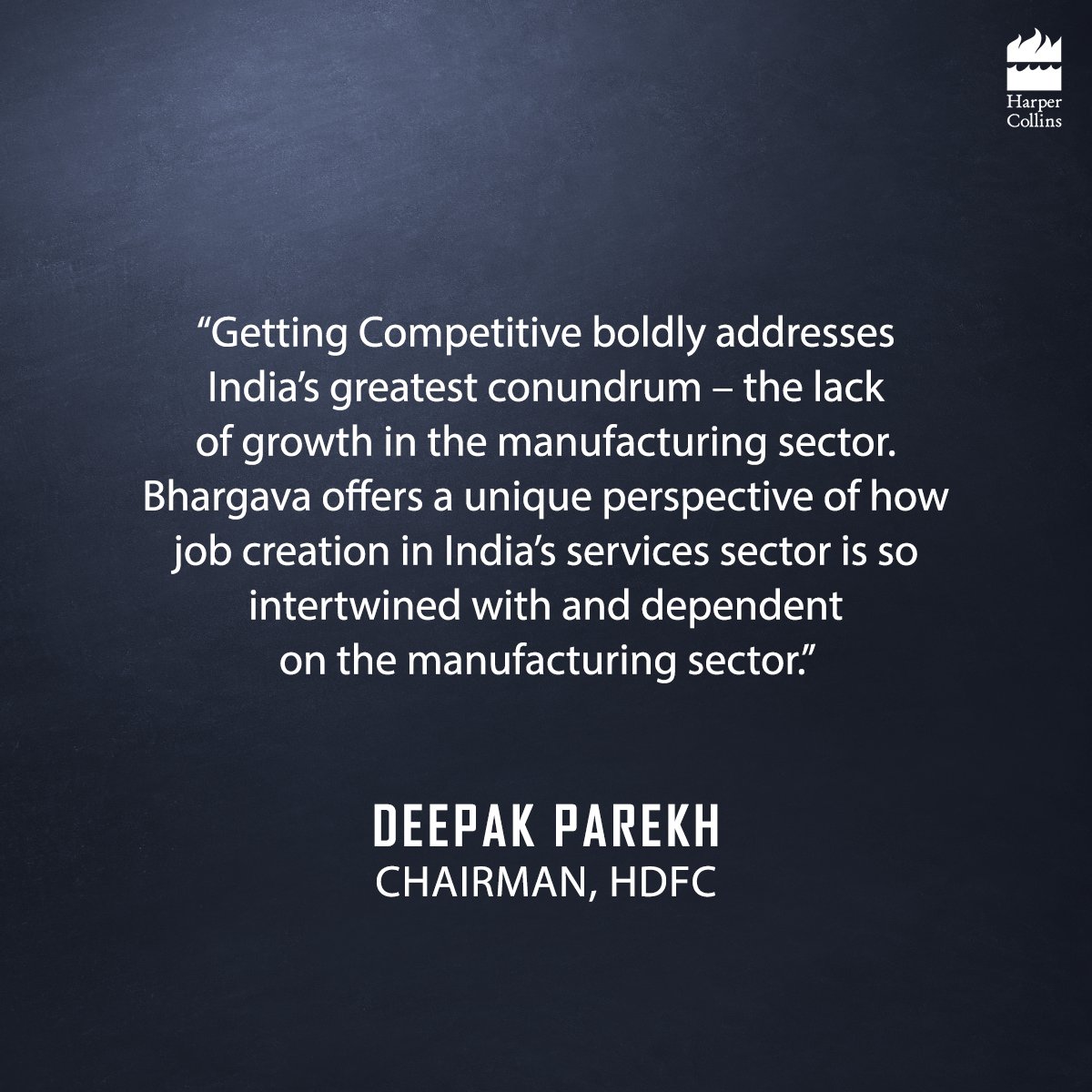 HarperCollinsIN's tweet image. R.C. Bhargava stresses on the importance of promoting competitive manufacturing in India, and draws upon his unique experience as a policymaker and industry leader to give practical suggestions on doing so through his book #GettingCompetitive.

@BimalJaalan @anandmahindra