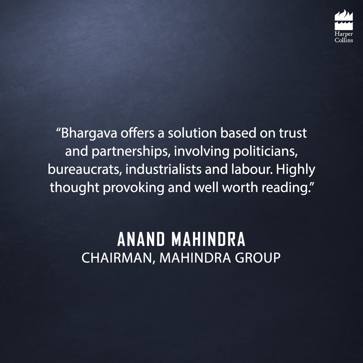 HarperCollinsIN's tweet image. R.C. Bhargava stresses on the importance of promoting competitive manufacturing in India, and draws upon his unique experience as a policymaker and industry leader to give practical suggestions on doing so through his book #GettingCompetitive.

@BimalJaalan @anandmahindra
