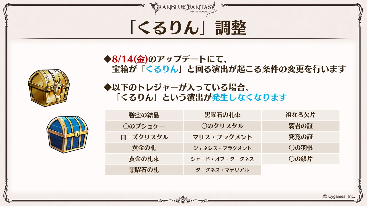 グランブルーファンタジー グラブル生放送速報 8 14 金 のアップデートにて くるりん を調整 グラブル 熱いぜグラブルの夏 T Co Tuxlyg75vu Twitter