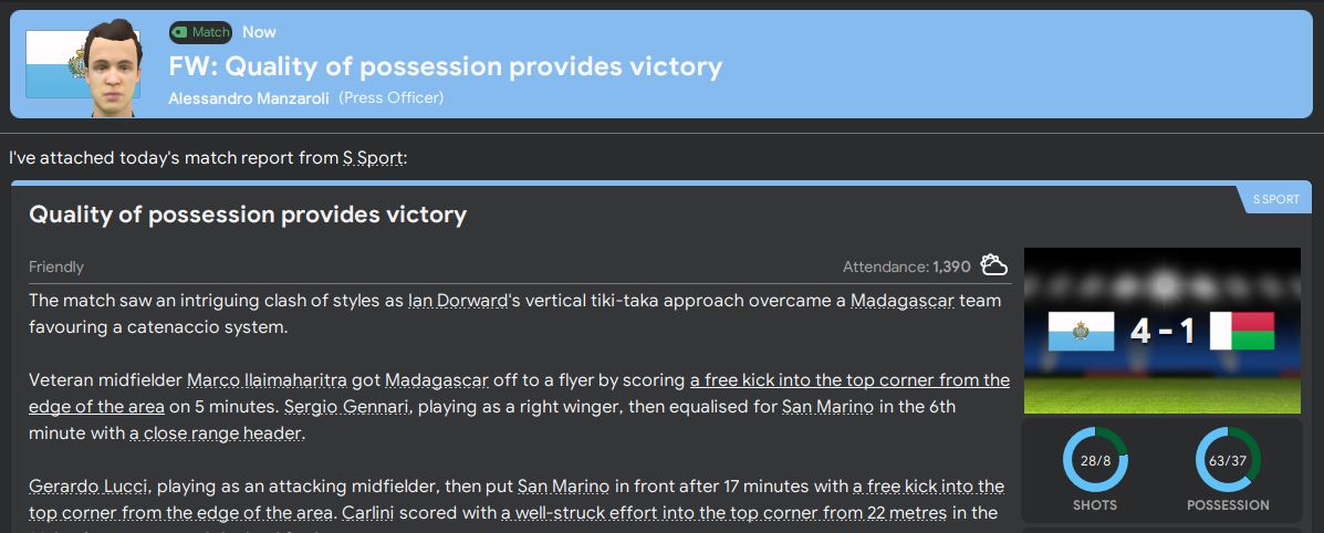Good performances against Bosnia & Herzegovina and Togo without getting our just rewards before finishing the season with an easy win against Madagascar. Next up is the Nations League in September, starting at home to Latvia...  #FM20