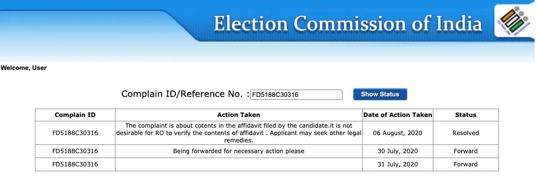 Surprise: Returning Officer AGAIN closed the complaint 2 days ago with the SAME EXCUSE completely disregarding the policy of the ECI.Are your rules only on paper  @SpokespersonECI or are they even enforced?Why is the RO protecting a BJP candidate?We'd like to know(5/5)