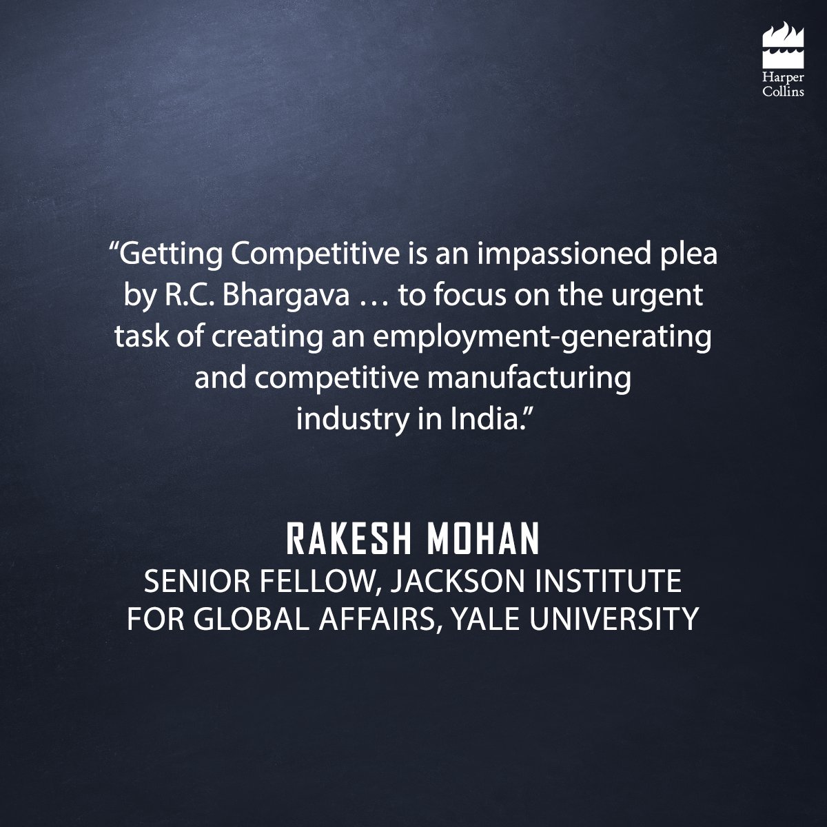 HarperCollinsIN's tweet image. R.C. Bhargava stresses on the importance of promoting competitive manufacturing in India, and draws upon his unique experience as a policymaker and industry leader to give practical suggestions on doing so through his book #GettingCompetitive.

@BimalJaalan @anandmahindra