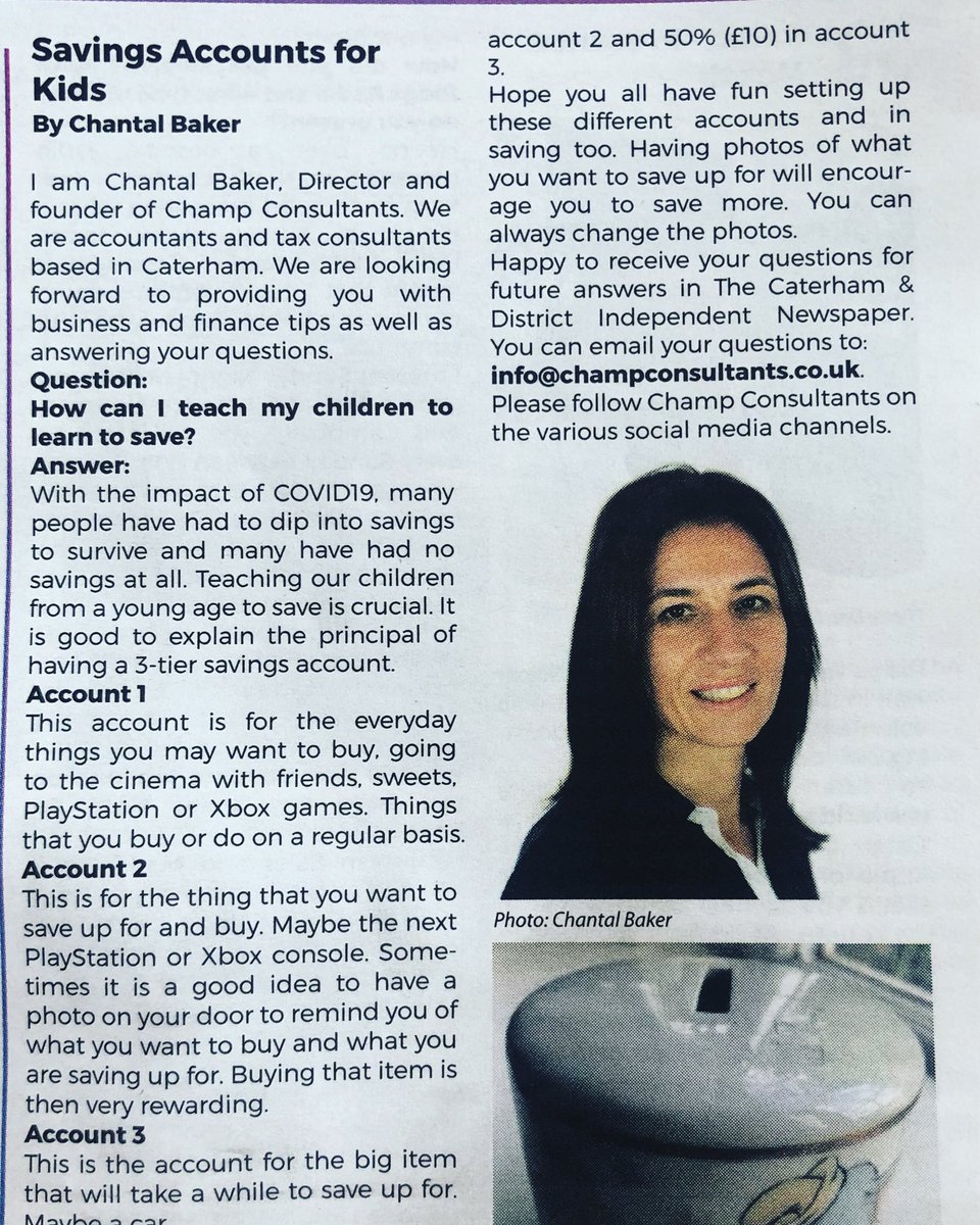 Teaching kids and teenagers to save is crucial. 
Check out my article in @CaterhamTweets this month. 
Let me know what your kids are saving up for. 
#kidssavings #education #Finance #savingsaccounts #educatingkids #university #saving #money