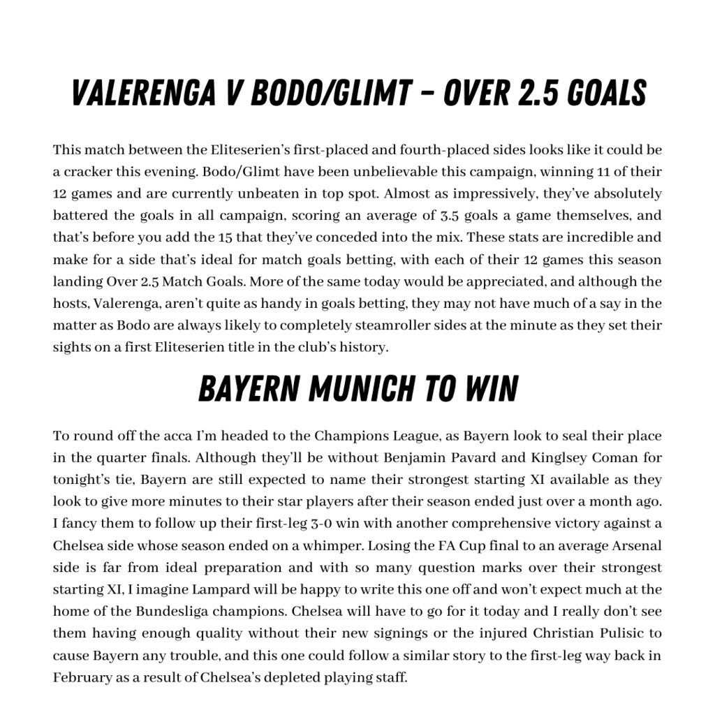 AndyRobsonTips's tweet photo. 📝 10/1 Accumulator

𝗟𝗼𝗮𝗱 𝗵𝗲𝗿𝗲: https://t.co/AXOB8vyTik

💵 £10 pays £110

📚 My research behind this bet has been posted below, please give it a read before placing. 

18+, gamble responsibly. https://t.co/NtnDk6vM2q