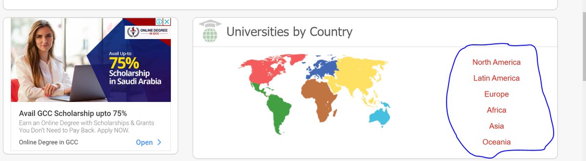 Step 1: Open the website:  https://www.4icu.org/ , and you will see so many features. You can search for the course you want from the search bar. You can also search for Universities by countries as shown below: