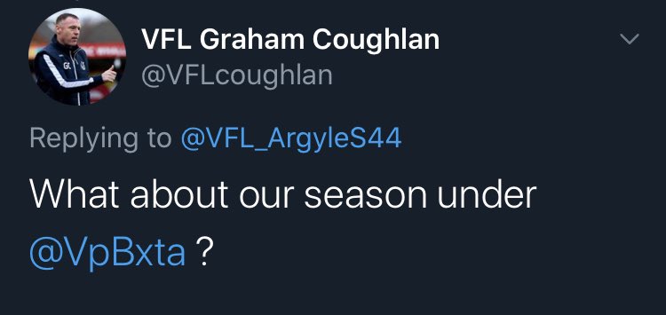 Would like to congratulate @VFL_ArgyleS44 on winning promotion last night well done on your best season ever. Oh wait you lost enjoy league 1. Don’t mention my name again 👍🏼