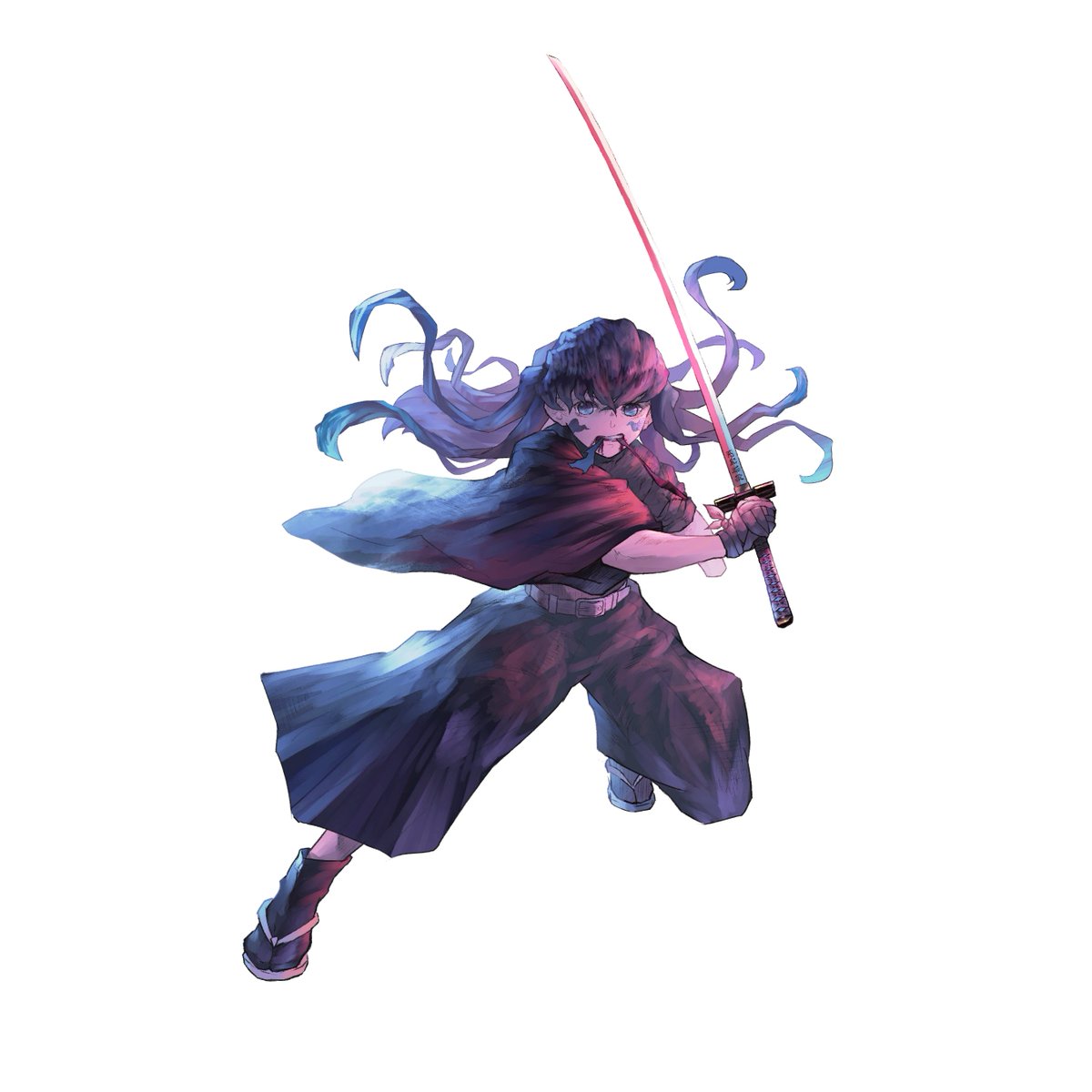 weapon solo sword male focus 1boy long hair japanese clothes  illustration images