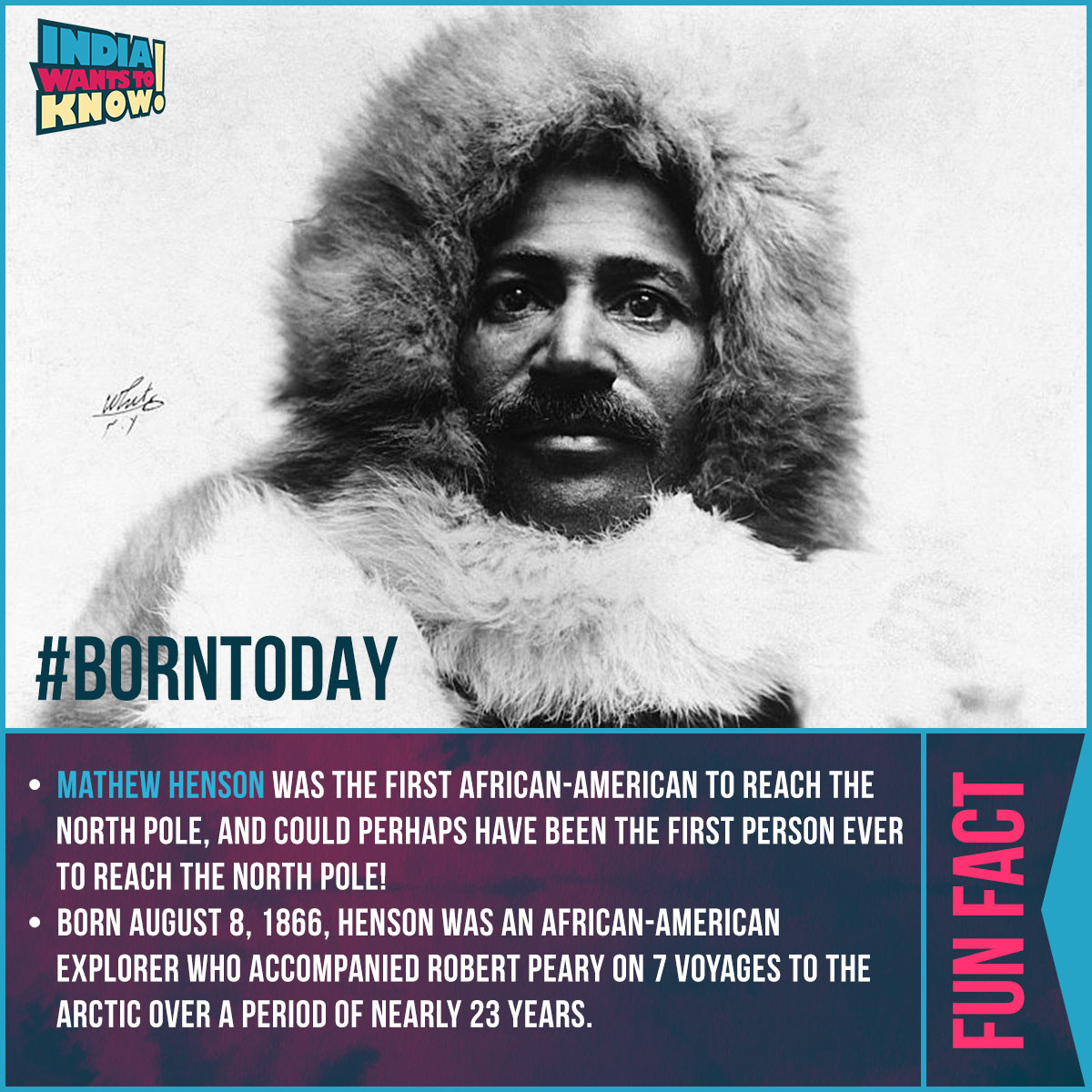 IWTKQuiz's tweet photo. #BornToday 

Mathew Henson, the first African American to reach the North Pole and could perhaps have been the first person to reach the North Pole. 

#FunFactz https://t.co/YY0eTJB7dR