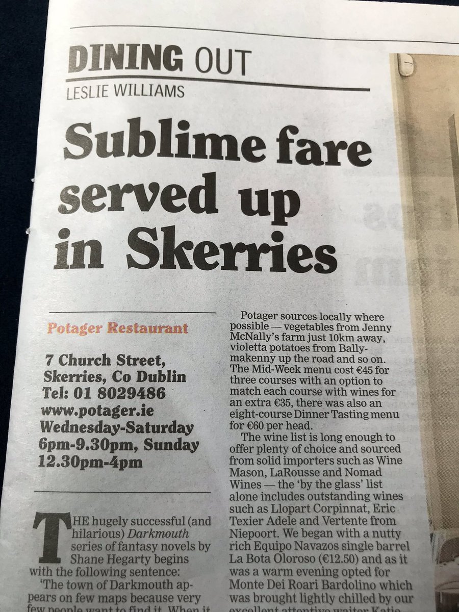 potagerskerries's tweet photo. A big thank you to @LesliesWineFood for making the trip to Skerries, and for the great review, we are all very happy you enjoyed your evening. https://t.co/TwkykA2JIj