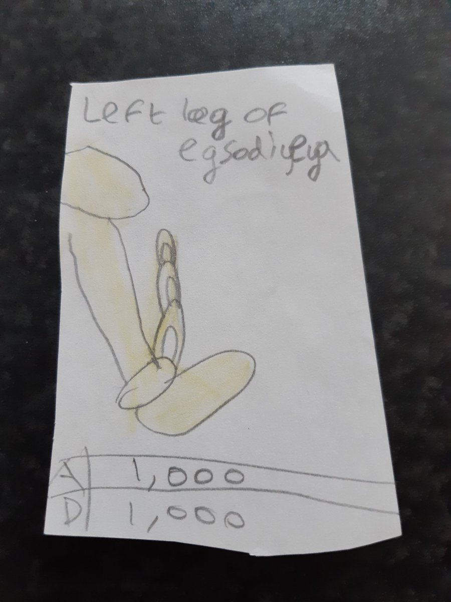 Next is the left "Left leg of the forbidden one" or "Leg of egsodieya". Don't know why there's a big cut in the side of one, maybe I hadn't mastered scissors yet.