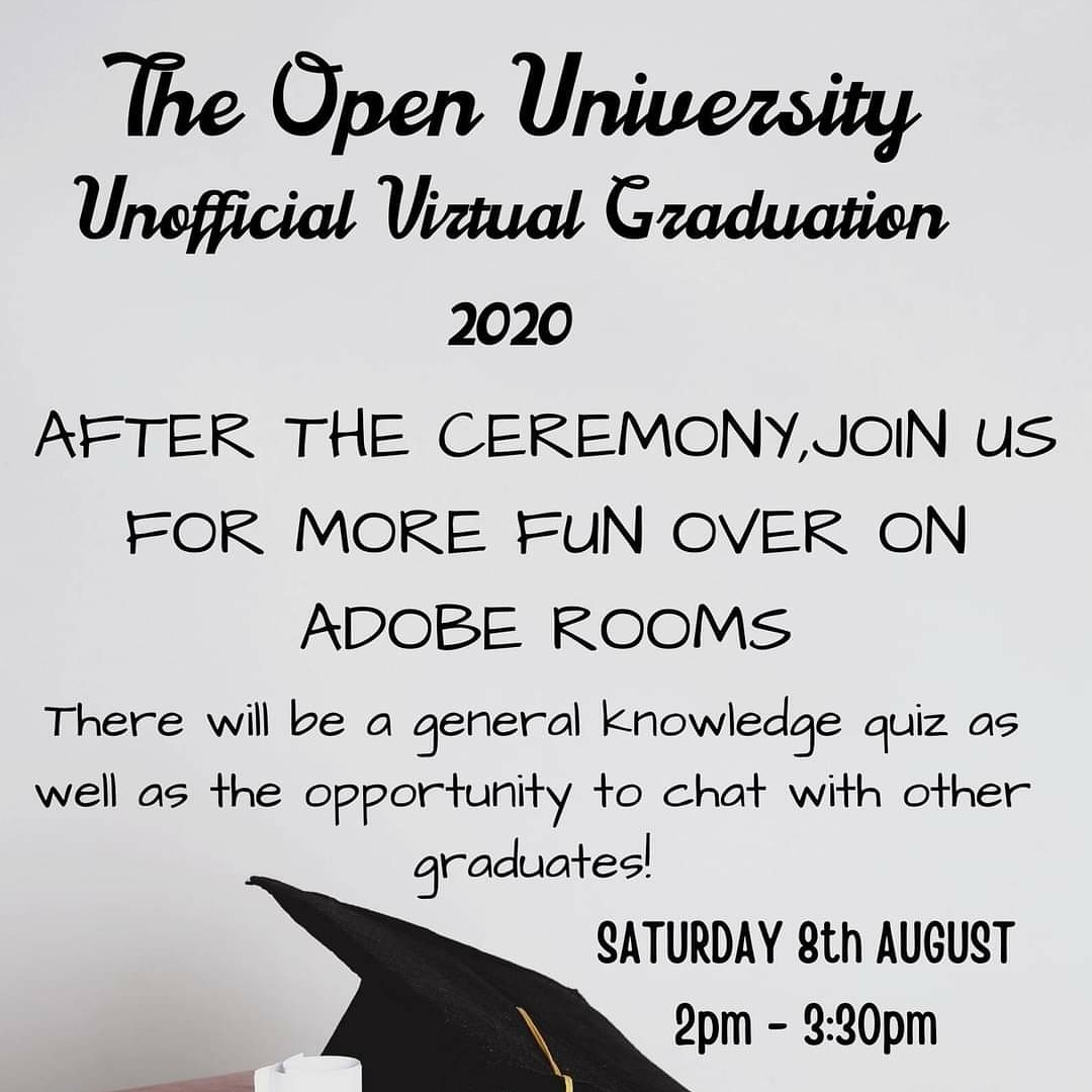 Tea_and_reading's tweet photo. Its my unofficial graduation today! Zoom meeting first with guest speaker @FrederickToates 
Then a quiz and social afterwards via Adobe.
We all look fabulous in our cap and gowns! Happy graduation! #ClassOf2020 #OUGraduate #OUStudent #OUFamily @OpenUniversity @OUstudents https://t.co/jU1I9ECFTJ