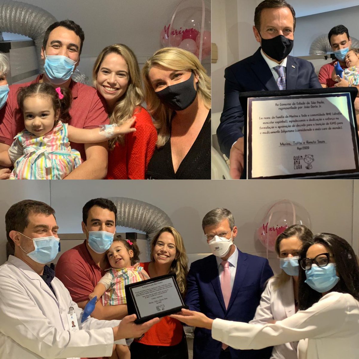 Depois de tanta luta, ontem, finalmente a Marininha tomou a tão esperada medicação que vai salvar sua vida. Fiquei emocionado com a homenagem que recebi de seus pais na visita que fiz a ela. Vitória da vida, vitória do amor, vitória de tantos brasileiros que ajudaram.