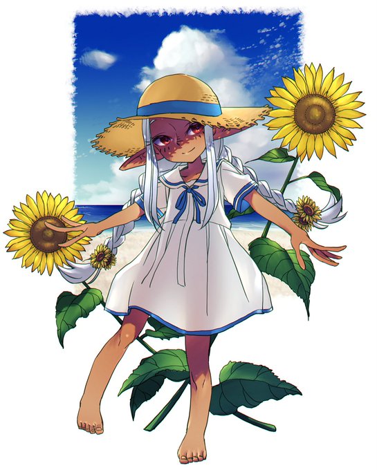 ガラさん(@525_gala)の線画を塗らせてもらった夏ゴブ子です! 