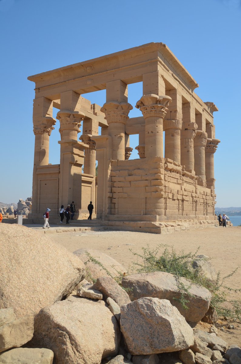 The Kiosk of Trajan at Philae  #Egypt.The structure is a rectangular chamber surrounded by 14 columns with floral capitals that supported a wooden roof. The Kiosk was never finished as only the southern wall was decorated with two offering scenes depicting the emperor Trajan.