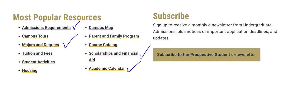 Step 9: If you clicked Admissions in the image above, you can then click 'prospective students'.Look for admission requirements, majors and degrees, and other kinds of stuff.Remember that you are sure you can get your course since you already saw Science and Technology.