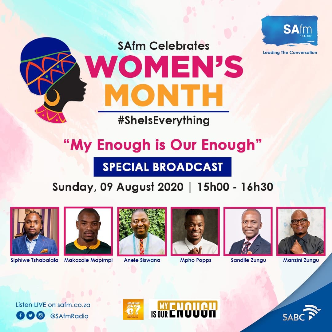 Velile_Mnyandu's tweet photo. Coming up tomorrow on @SAfmRadio ...tune in at 15:00 and be part of the conversation. 

#MyEnoughisOurEnough 
#Mapimpi67
 #EndGBV https://t.co/uFNJLJ5RbQ