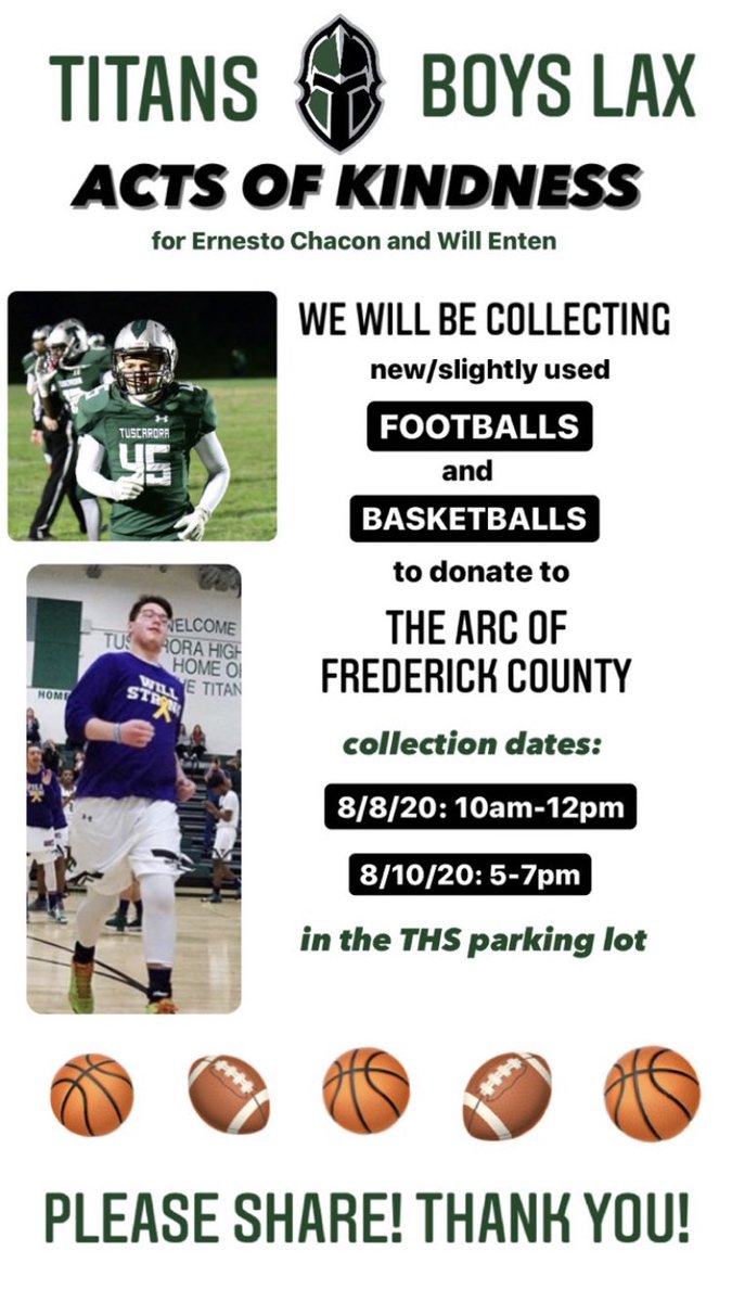 THSTitans's tweet photo. Join the #WeRTro community as the @BoysTitans Lacrosse team support the @ArcFC in honor of Ernesto and Will #actsofkindness #LLE45 #WheretheresaWilltheresaWay https://t.co/ywVL6KnR0O