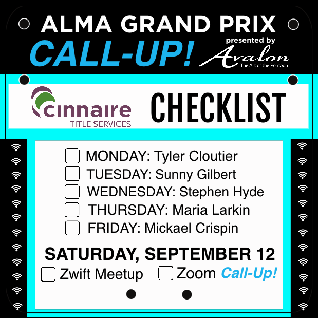 TheAlmaGP's tweet photo. Because it's basically fake #cyclocross anyway, we have bike-mounted CHECKLIST "number plates" to help you play along with the #FlamingoProTips at the Alma GP Call-Up!, thanks to @Cinnaire Title Services!

https://t.co/2YhnKs5j4M
#AGPCallUp #cxiscoming #crossiscoming https://t.co/soHfzaxaxQ