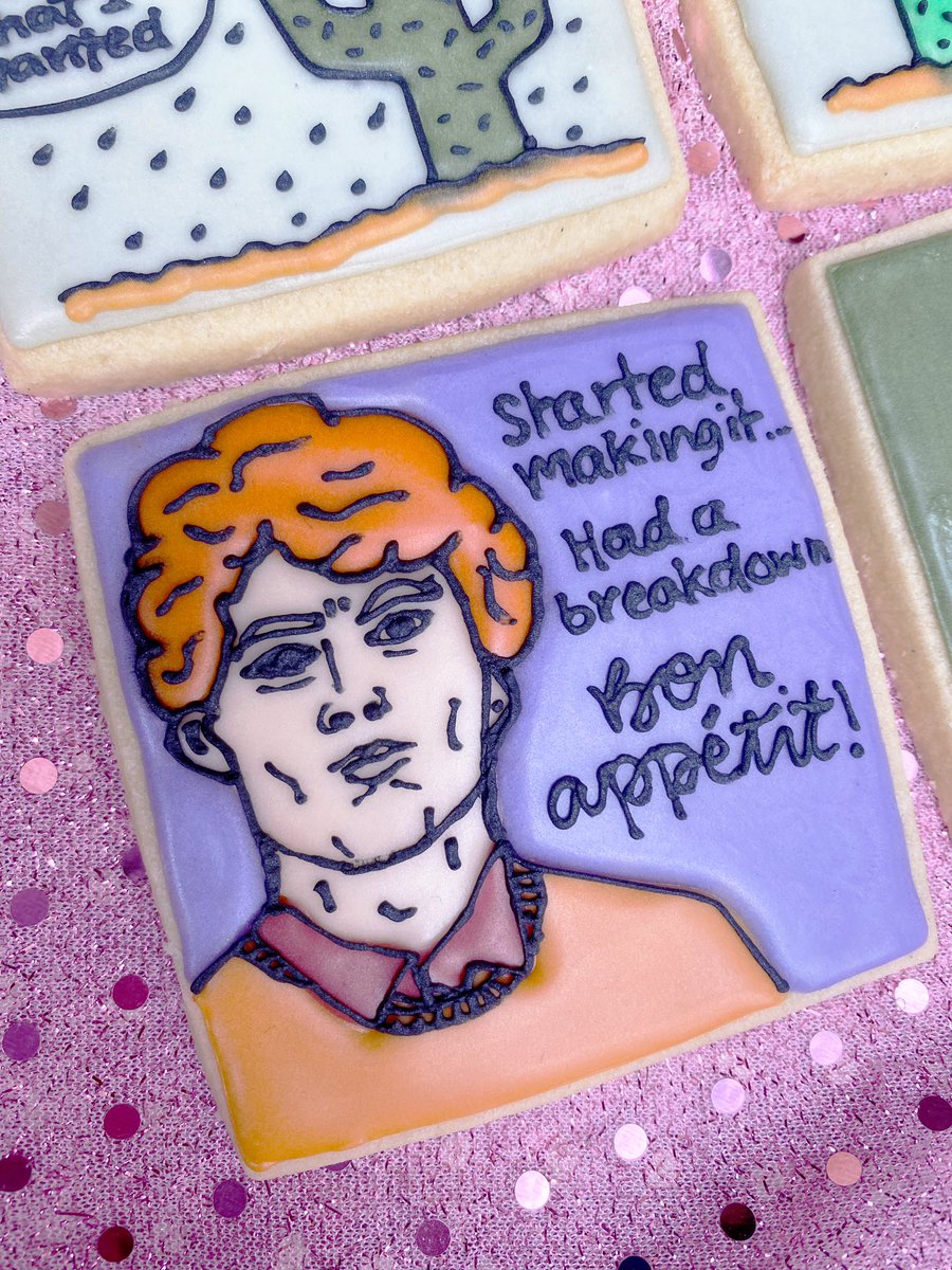 BitsysEmporium's tweet photo. I can’t do faces. But @sam_plummer pushed me to the edge with James &amp; Alan. Think they turned out pretty well to be fair 🥰
.
.
.
#jamesacaster #alanpartridge #bonappetit #bouncingback #sugarcookies #handpiped #freehandpiping https://t.co/4YJqU7xxtq