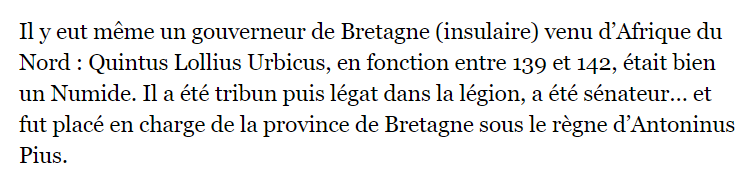 Ensuite, deuxième exemple anecdotique qui sert de généralité : un numide a eu un poste à responsabilités au IIe siècle après JC. Bon, déjà on oublie de préciser qu'il était culturellement romanisé, mais passons.