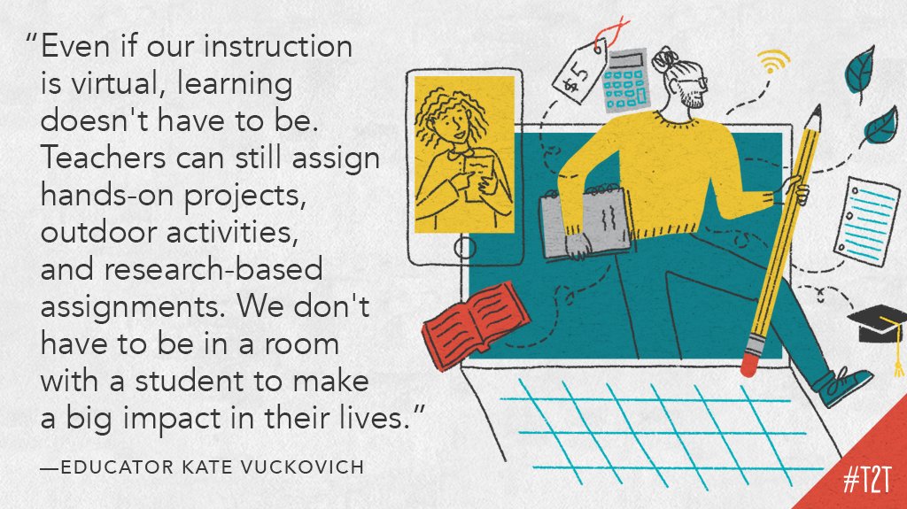 teacher2teacher's tweet photo. Just because you aren't face-to-face doesn't mean your teaching won't change Ss' lives, reminds educator @KVuckovichDU! #RemoteCoffeeEdu #ClosedNotClosed #TeachingDuringCoronavirus #CrazyPLN https://t.co/hk61j8TN3N