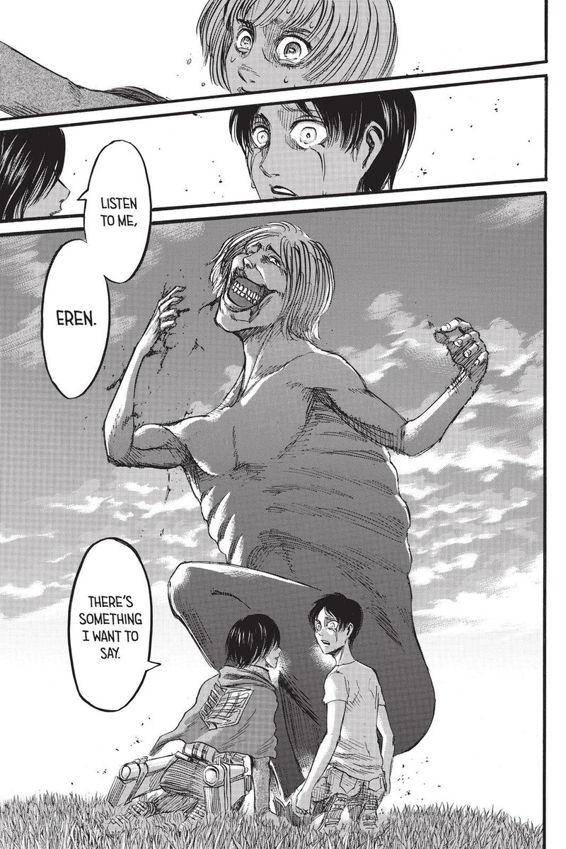 this moment is really a highlighted moment of eremika. mikasa was so sincere and i was surprised she was able to tell eren this speech. this is much much better than a plain declaration that she loves him. this describes their relationship so well.