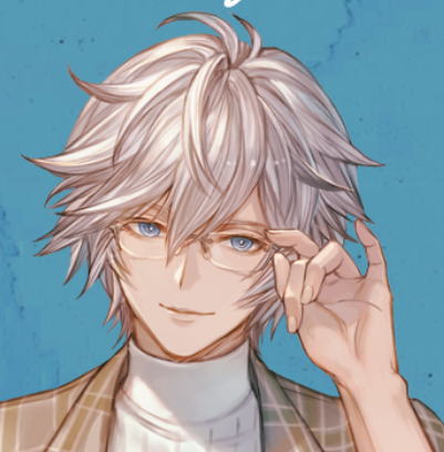 1boy male focus glasses blue eyes solo blue background looking at viewer  illustration images