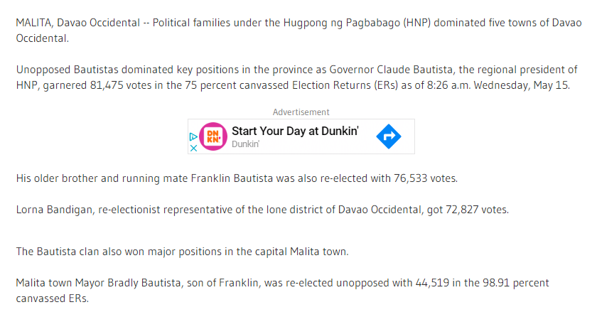 Her family is an expert in pestering. During last year’s election, they brought home the bacon from the capitol to the city/municipal hall.  #EndPoliticalDynasty  https://www.sunstar.com.ph/article/1805802/Davao/Local-News/Political-families-dominate-Davao-Occidental