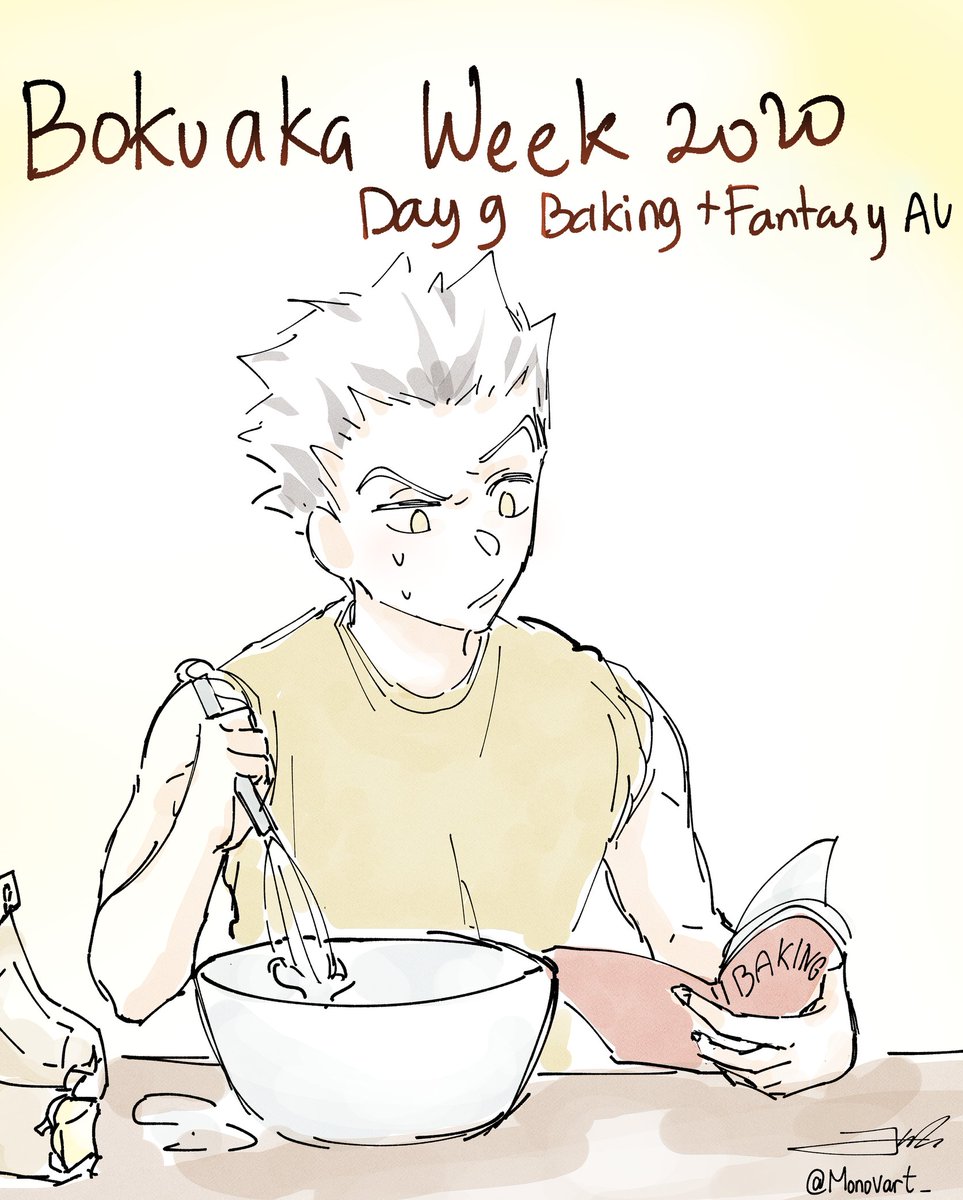 #BokuAkaWeek2020 Day 9 Baking + Fantasy AU! (o˘◡˘o)
(1/3)

#BokuAka 