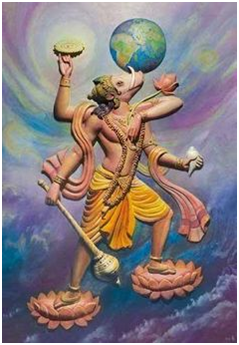 Varaha :Signifies that now the life on land is facing new challenges and developing itself. The caring of Earth in the nose signifies that now the life has started to be spread around the globe.