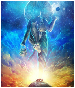 Vamana :Signifies now the human is developed on the earth but the dwarf nature of Vamana signifies that humans are there in very small number and size is also small.