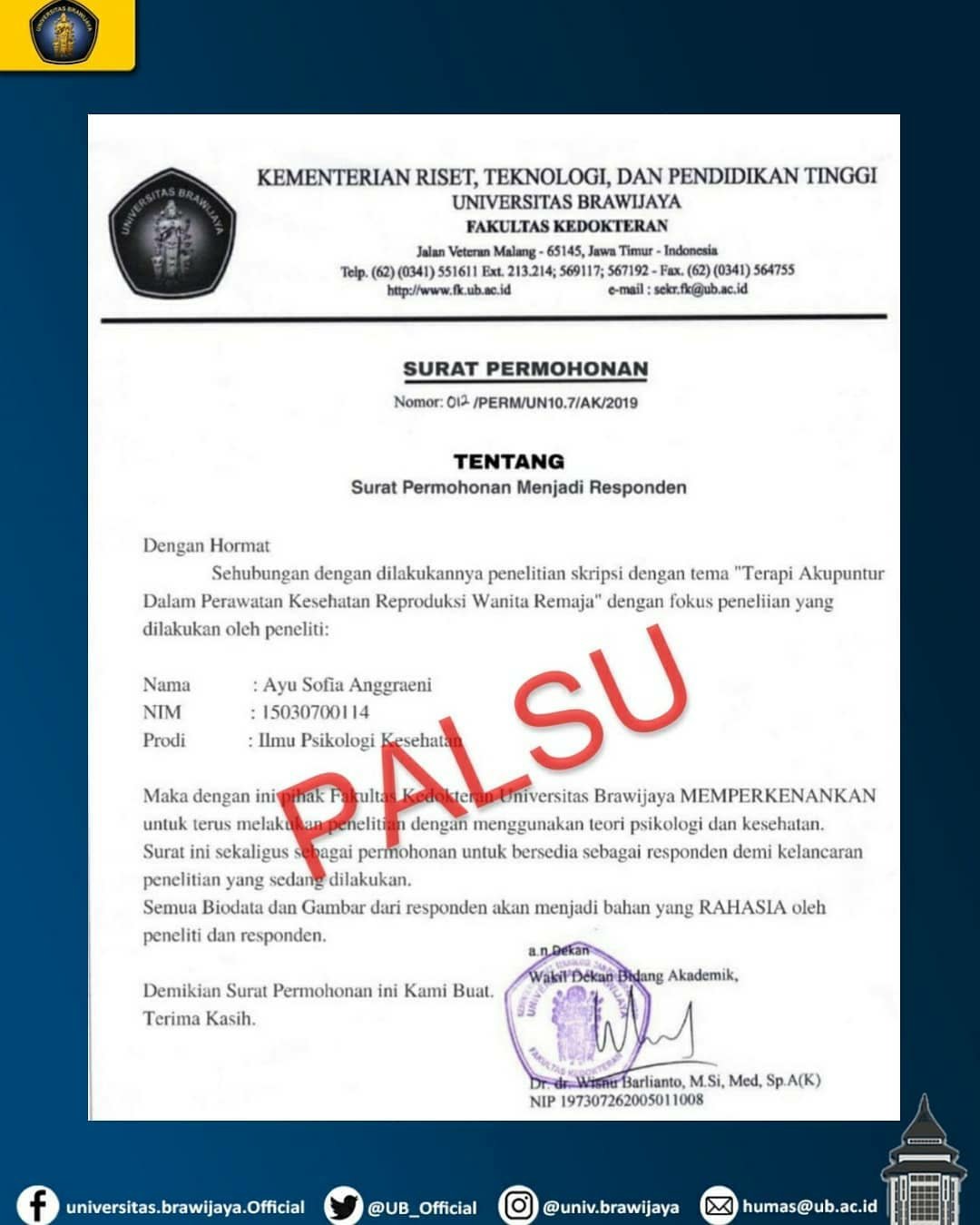 alt= Universitas Brawijaya On Twitter Kampusub Juga Tidak Memiliki Prodi Ilmu Psikologi Kesehatan Mohon Berhati Hati Jika Ada Permintaan Foto Bagian Tubuh Tertentu Untuk Menghindari Penyalahgunaan Atas Perhatian Dan Kerjasama Temanub Diucapkan Terima