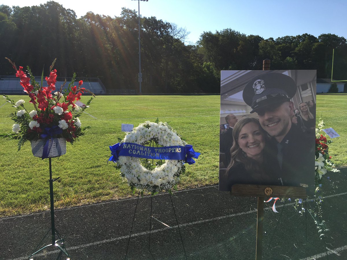 MichStatePolice's tweet photo. Today we lay to rest Tpr. Caleb Starr. Preparations are underway for his memorial service this morning. https://t.co/Ty7PjReTs7