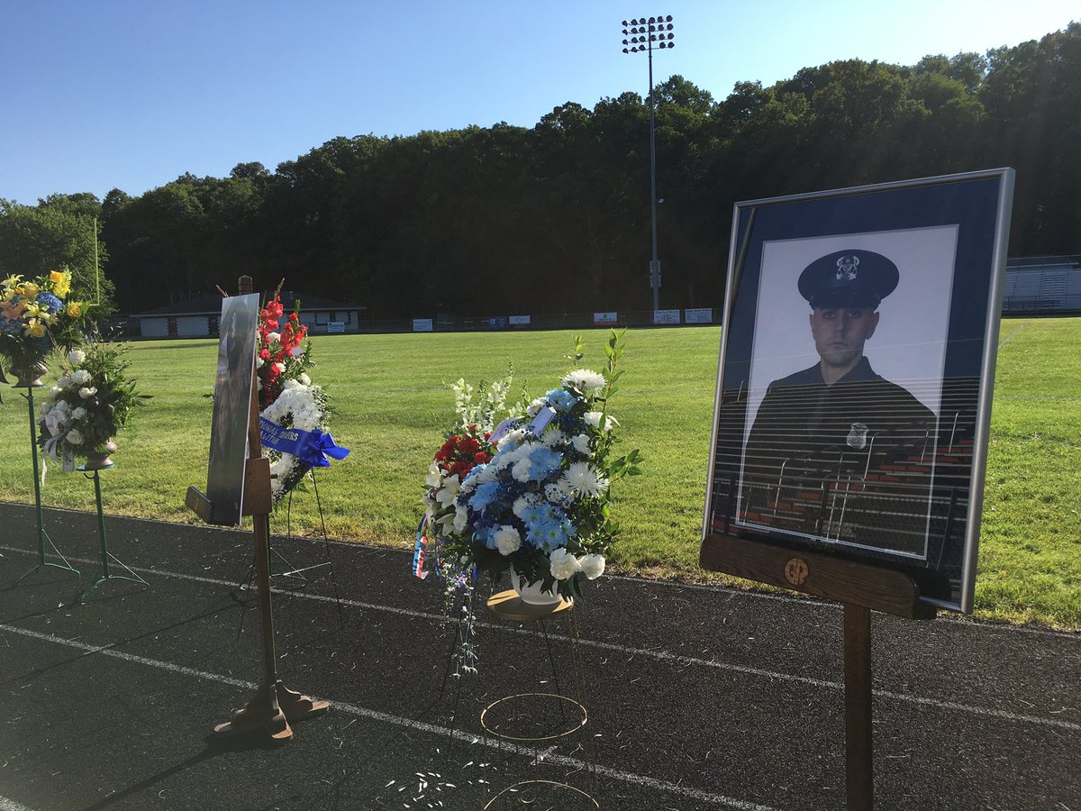 MichStatePolice's tweet photo. Today we lay to rest Tpr. Caleb Starr. Preparations are underway for his memorial service this morning. https://t.co/Ty7PjReTs7
