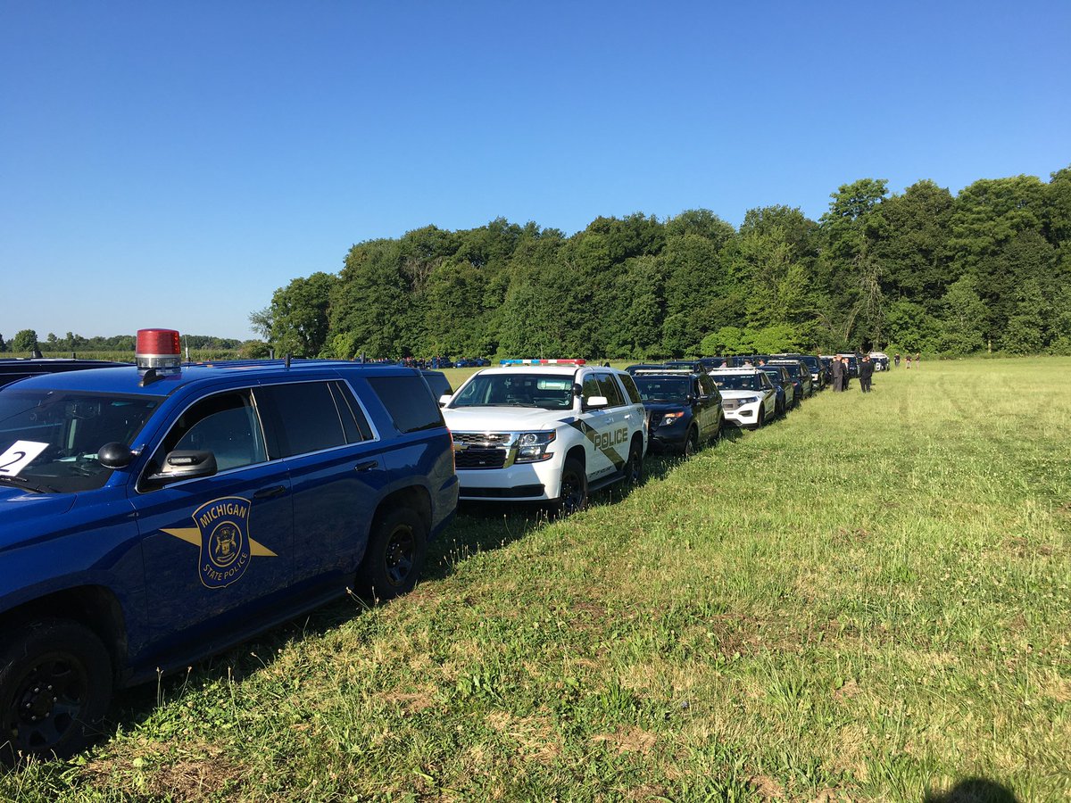 MichStatePolice's tweet photo. Today we lay to rest Tpr. Caleb Starr. Preparations are underway for his memorial service this morning. https://t.co/Ty7PjReTs7