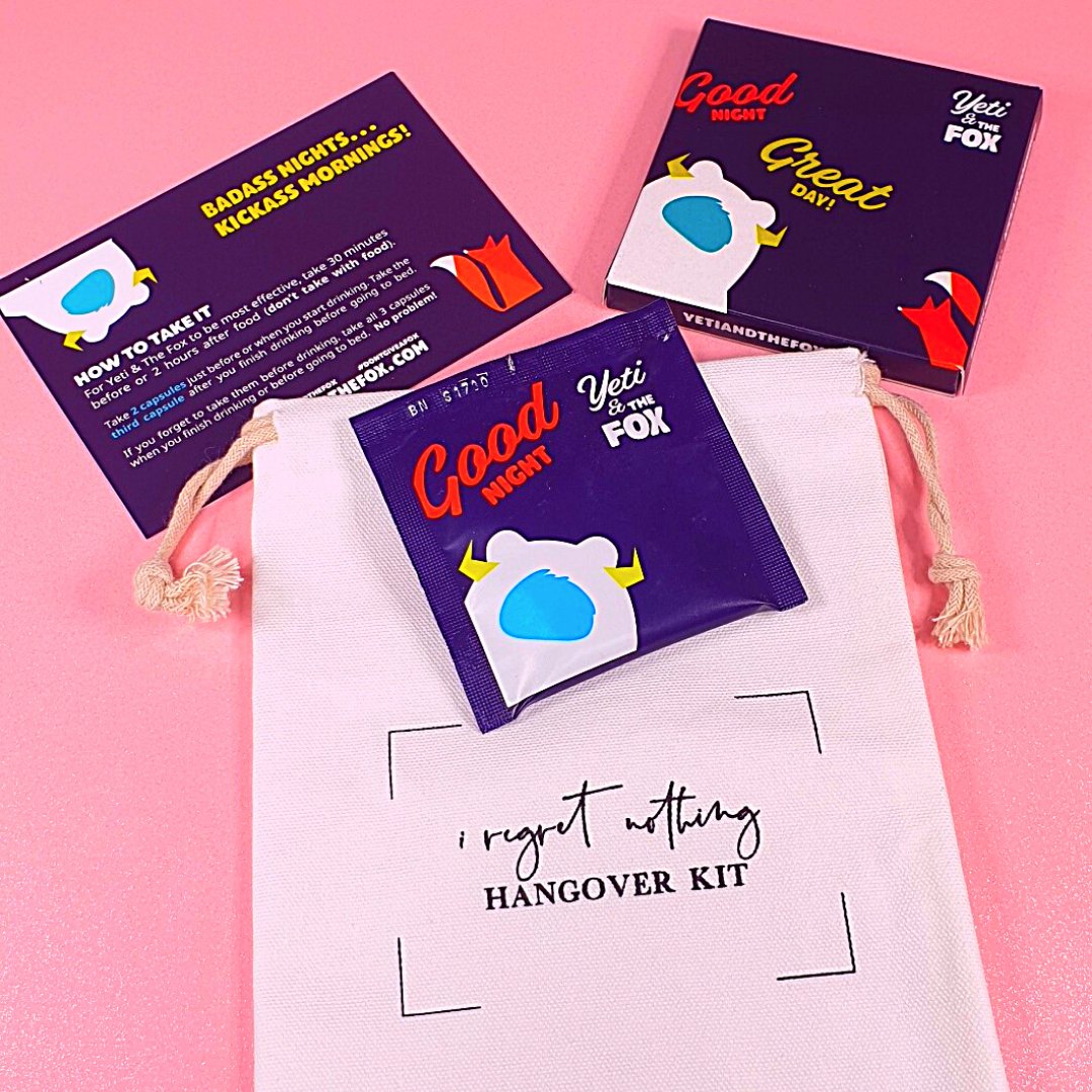 Hangover, what hangover? 🤔 We're super excited to be trying these <a href="/yetiandthefox/">yetiandthefox</a> natural capsules this evening. Review to follow. 👀 #dontgiveafox #hangovercure #hangoverkit #hendo #henplanning #henpartyideas #hen #hentwo #yetiandthefox