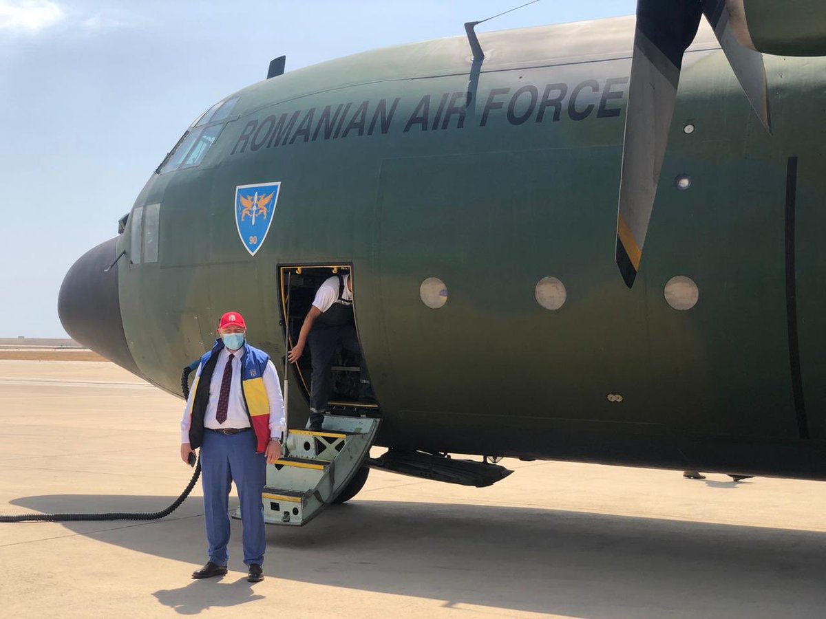 MAERomania's tweet photo. The medical aid from #Romania 🇷🇴 has landed in #Beirut 🇱🇧 and is distributed to front-line hospitals, where victims of the explosion are taken care of. Our embassy representatives will carry this symbol of #solidarity and #friendship forward. https://t.co/F09SYrg41W