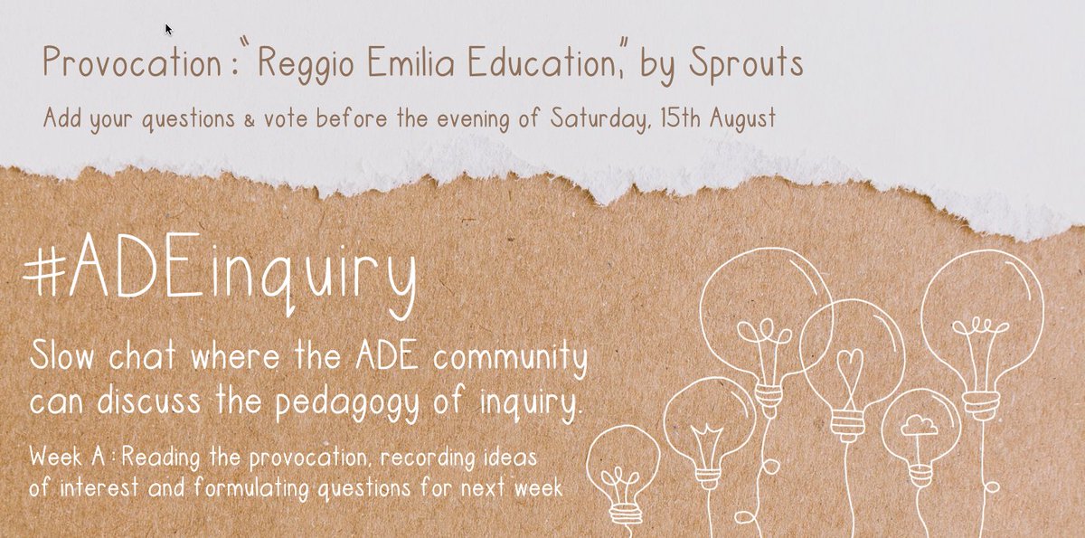 MrsLauraW's tweet image. WEEK A - New provocation! Watch the video, post questions, and vote for your favourite over the next week. Don't forget the #ADEinquiry and be sure to submit questions with "P:" at the beginning of post youtu.be/7n2hCebmT4c @BronwynWrites