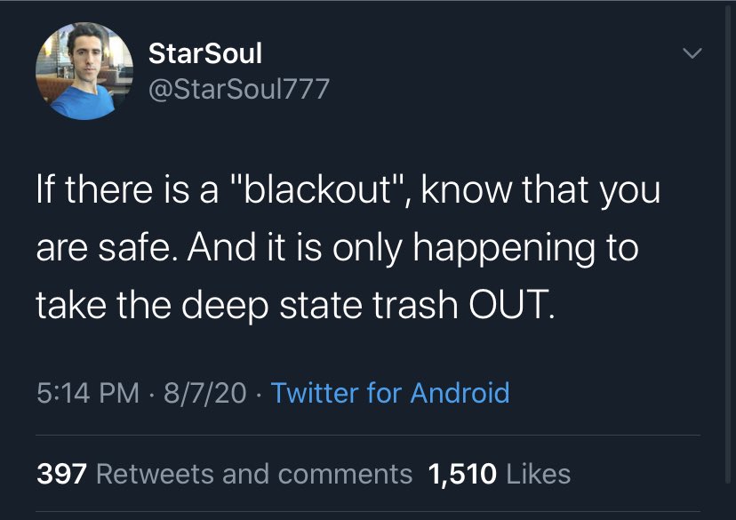 Let me introduce you to the new conspiracy theory merging Q/New Age “Ascension”/Ufology. The Q people are absolutely gobbling it up. This account claims to be a “StarSeed” in contact w/the “Galactic Council.” The aliens are coming to deal with the “Deep State.” 15k followers.