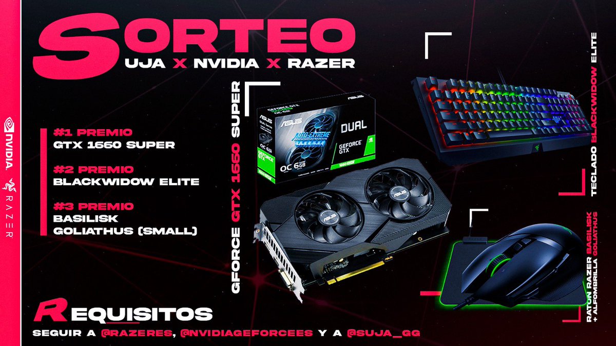 🔥 SORTEAZO 🔥

Solo tienes que dar RT 🔁 y seguir a:

👉🏼 <a href="/RazerES/">R Λ Z Ξ R 🇪🇸</a> 
👉🏼 <a href="/NVIDIAGeForceES/">NVIDIA GeForce ES</a> 
👉🏼 <a href="/suja_gg/">SUJA</a> 

Termina en una semana, sorteo solo para 🇪🇸  y 3 ganadores distintos ✅

GO RT 🔁