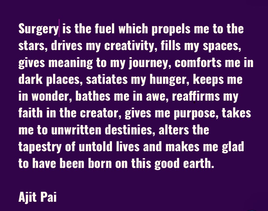 Ajit Pai, MCh; FRCS(E), FACS (@drajitpai) on Twitter photo What does being a surgeon mean to you? <a href="/SWexner/">Steven D Wexner MD, PhD</a> <a href="/CRSelvasekar/">CR Selvasekar</a> <a href="/juliomayol/">Julio Mayol</a> <a href="/me4_so/">SoMe4Surgery</a> <a href="/oliviawriting/">Olivia Sgarbura</a> <a href="/ScottRSteeleMD/">Scott R. Steele</a> What does being a surgeon mean to you? <a href="/SWexner/">Steven D Wexner MD, PhD</a> <a href="/CRSelvasekar/">CR Selvasekar</a> <a href="/juliomayol/">Julio Mayol</a> <a href="/me4_so/">SoMe4Surgery</a> <a href="/oliviawriting/">Olivia Sgarbura</a> <a href="/ScottRSteeleMD/">Scott R. Steele</a>