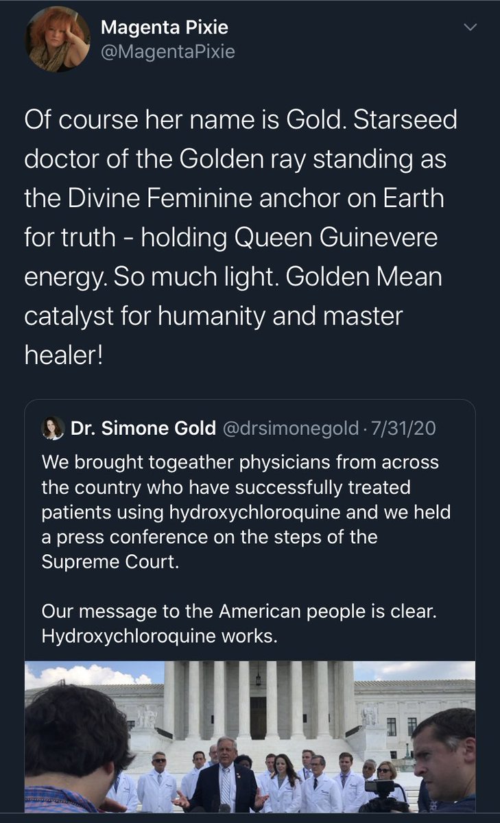 Let me introduce you to the new conspiracy theory merging Q/New Age “Ascension”/Ufology. The Q people are absolutely gobbling it up. This account claims to be a “StarSeed” in contact w/the “Galactic Council.” The aliens are coming to deal with the “Deep State.” 15k followers.