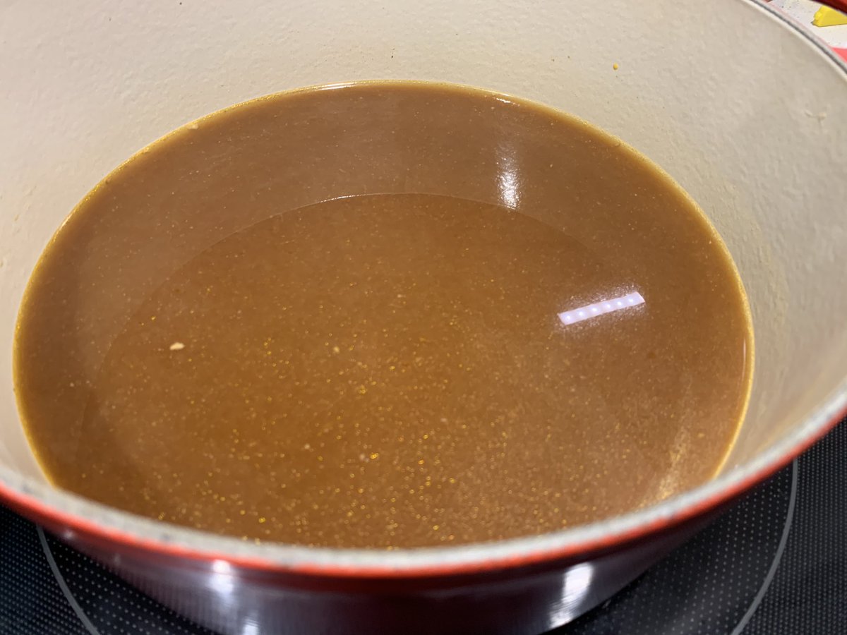 Now the final reduction, then all that’s left is to filter out the last of the solids. Then it cools before I portion and freeze it.