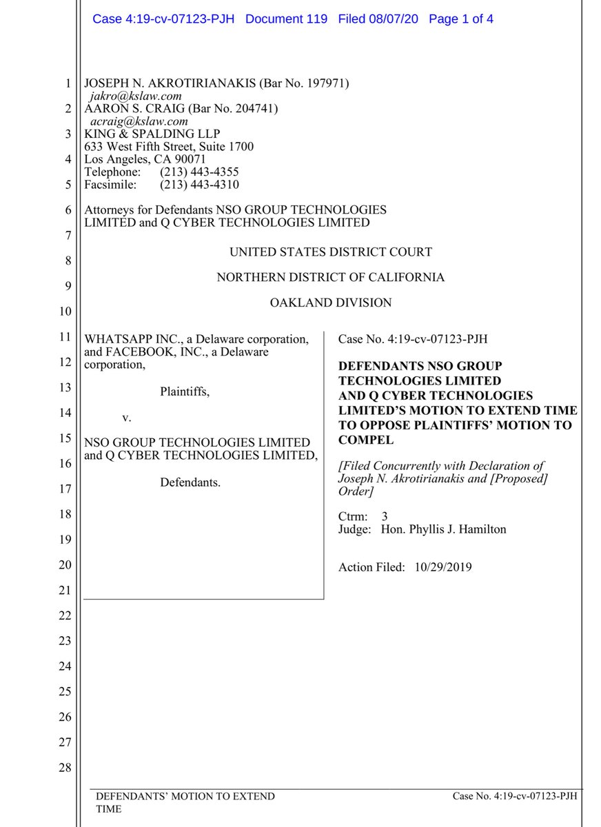 Keep in mind that the Defendants have engaged in an incomprehensible amount of subterfuge.I can actually see the Plaintiffs POV re NSO “self determined stay” of discovery.And then using this “urgent info” as a dangle for a new & materially clawed back PO https://ecf.cand.uscourts.gov/doc1/035019582610?caseid=350613