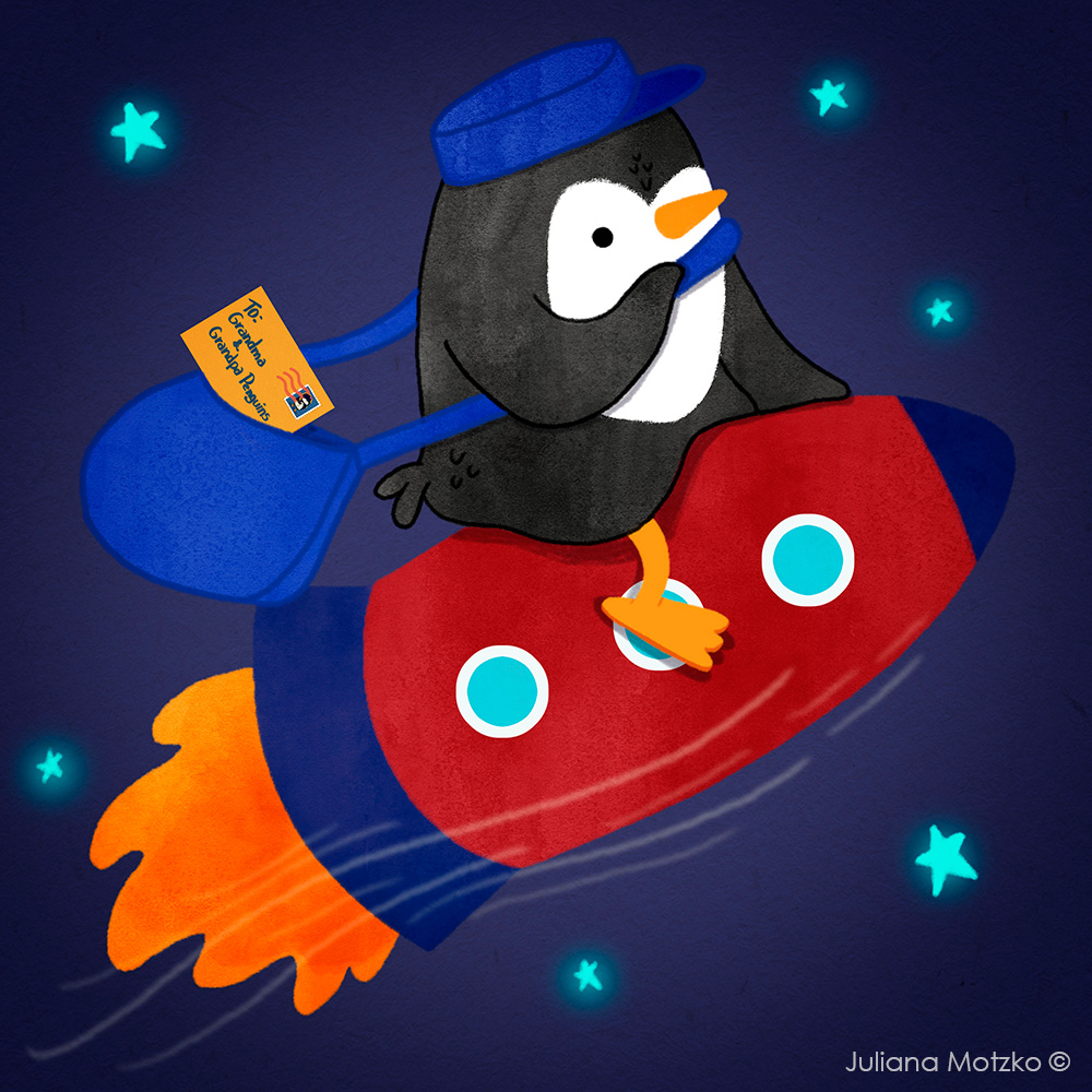 penguins_family's tweet image. The Post Office have a very special quick delivery service: a rocket mail !
The distance to the South Pole is too far but the rocket mail service will be very handy!

#SteveInConcert #RocketMail #ThePenguinsFamily #penguins #ilovepenguins  #illustration #JulianaMotzko