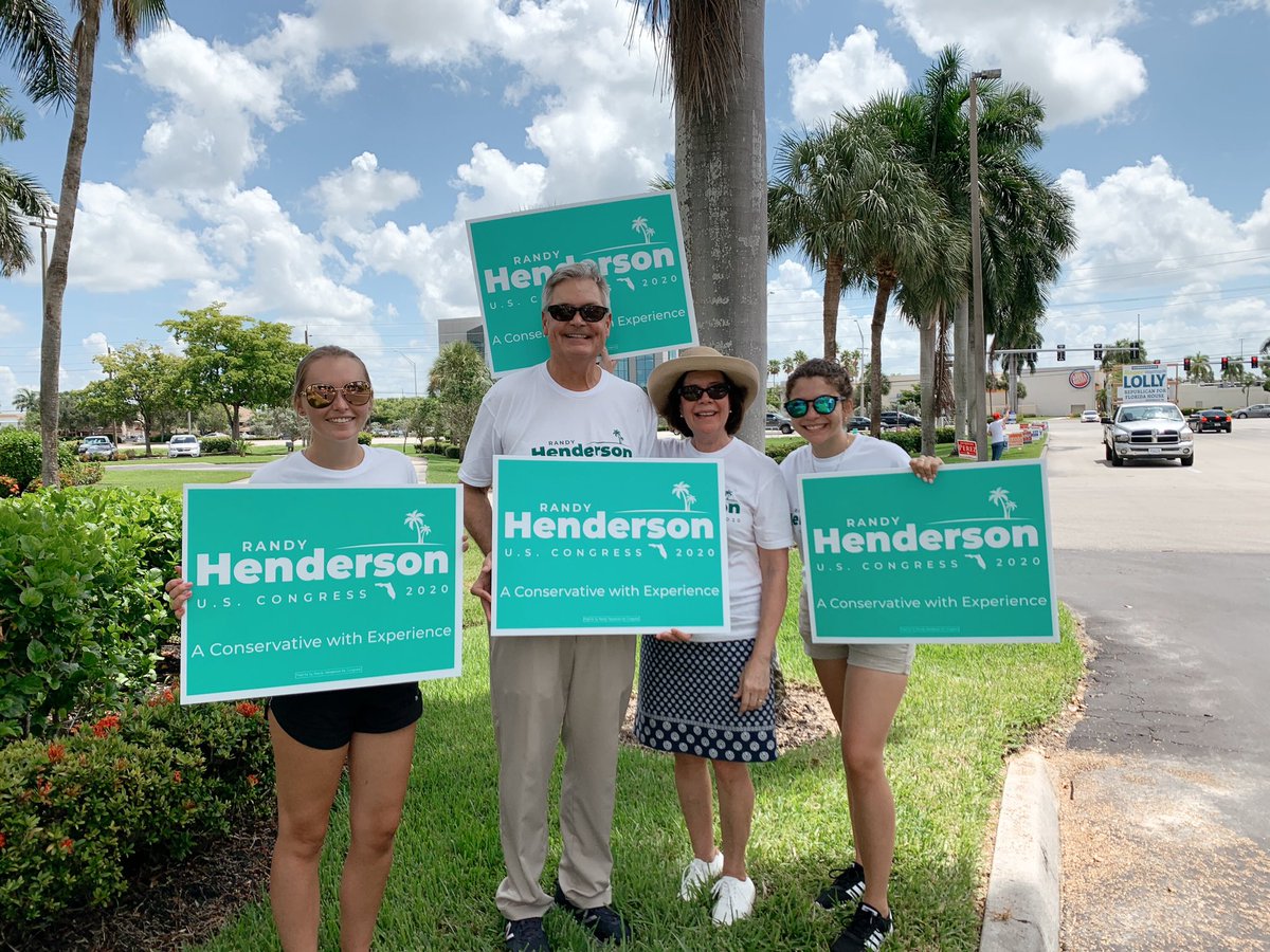 HendersonForFL's tweet photo. Early voting is officially underway across SWFL! 🇺🇸 

This morning I went to the polls to cast my ballot and greet voters as they drove in. #TeamHenderson has been working hard to spread our message and I would be honored to earn your support. https://t.co/BpKIIsMUWe