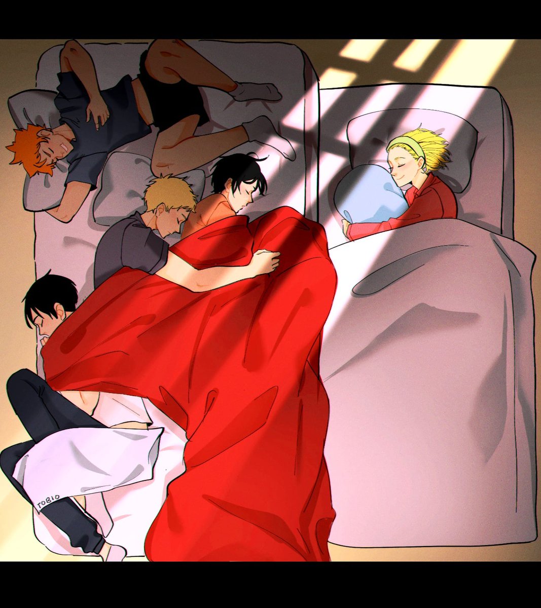 Karasuno first years sleep over! 
Yachi has a bed, two pillows and a blankie to herself bcs shes precious and deserves only the best. The boys can suffer. 

#haikyuufanart #Haikyuu